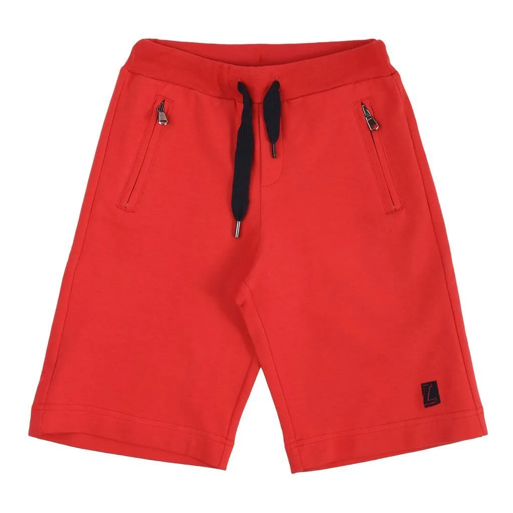 Red Logo Cotton Shorts