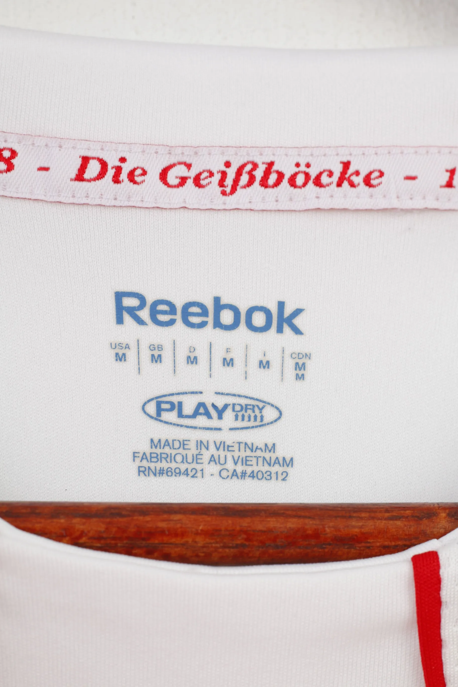 Reebok Men M Shirt Longsleeve Training Sportswear Polyester White Rewe Vintage Top