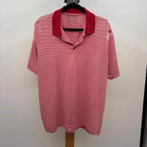 Reebok Men's Size L Red Polyester Striped Short Sleeve Shirt