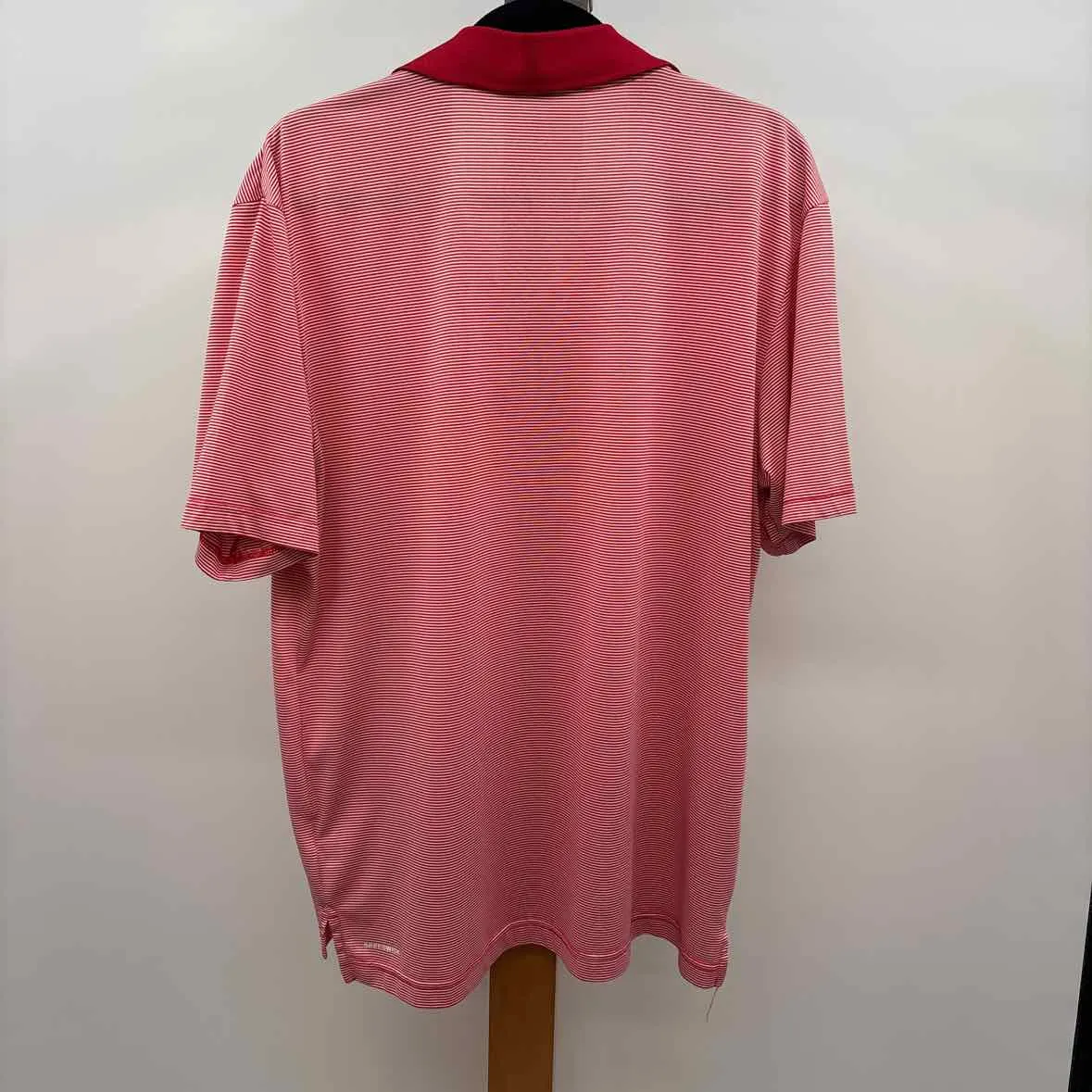 Reebok Men's Size L Red Polyester Striped Short Sleeve Shirt