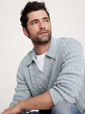 Relaxed Cotton Cable-Knit Sweater Polo Banana Republic