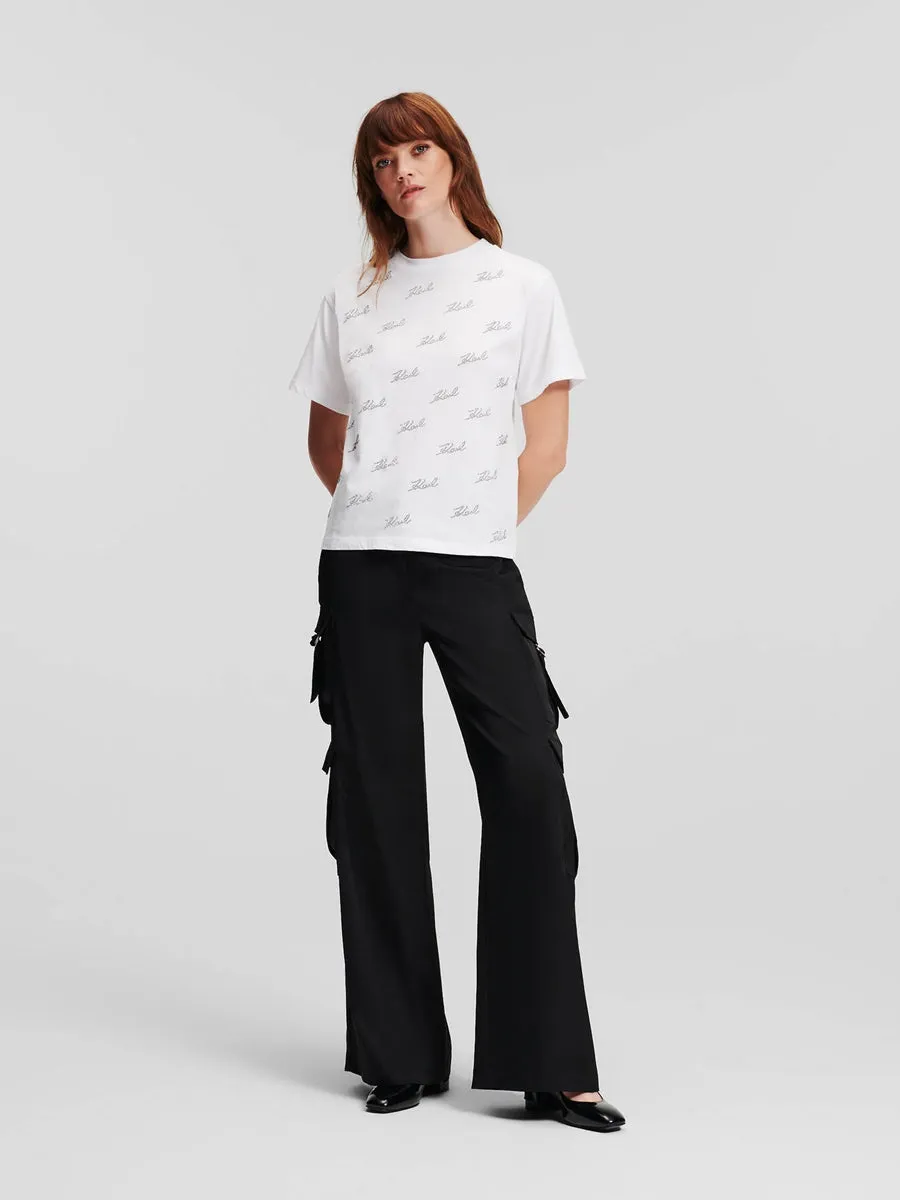 RHINESTONE KARL SIGNATURE T-SHIRT
