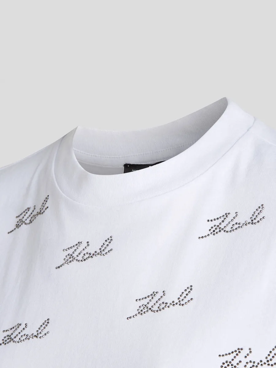 RHINESTONE KARL SIGNATURE T-SHIRT