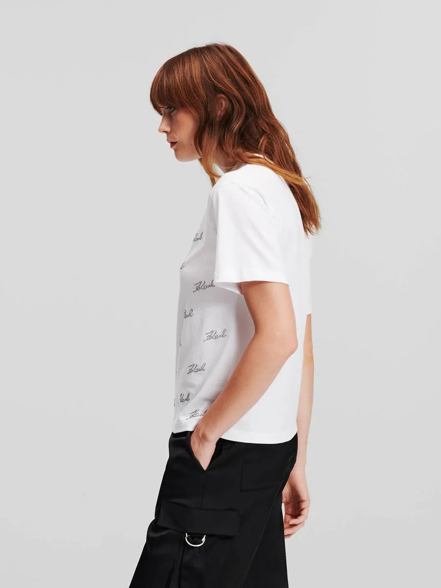 RHINESTONE KARL SIGNATURE T-SHIRT