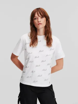 RHINESTONE KARL SIGNATURE T-SHIRT