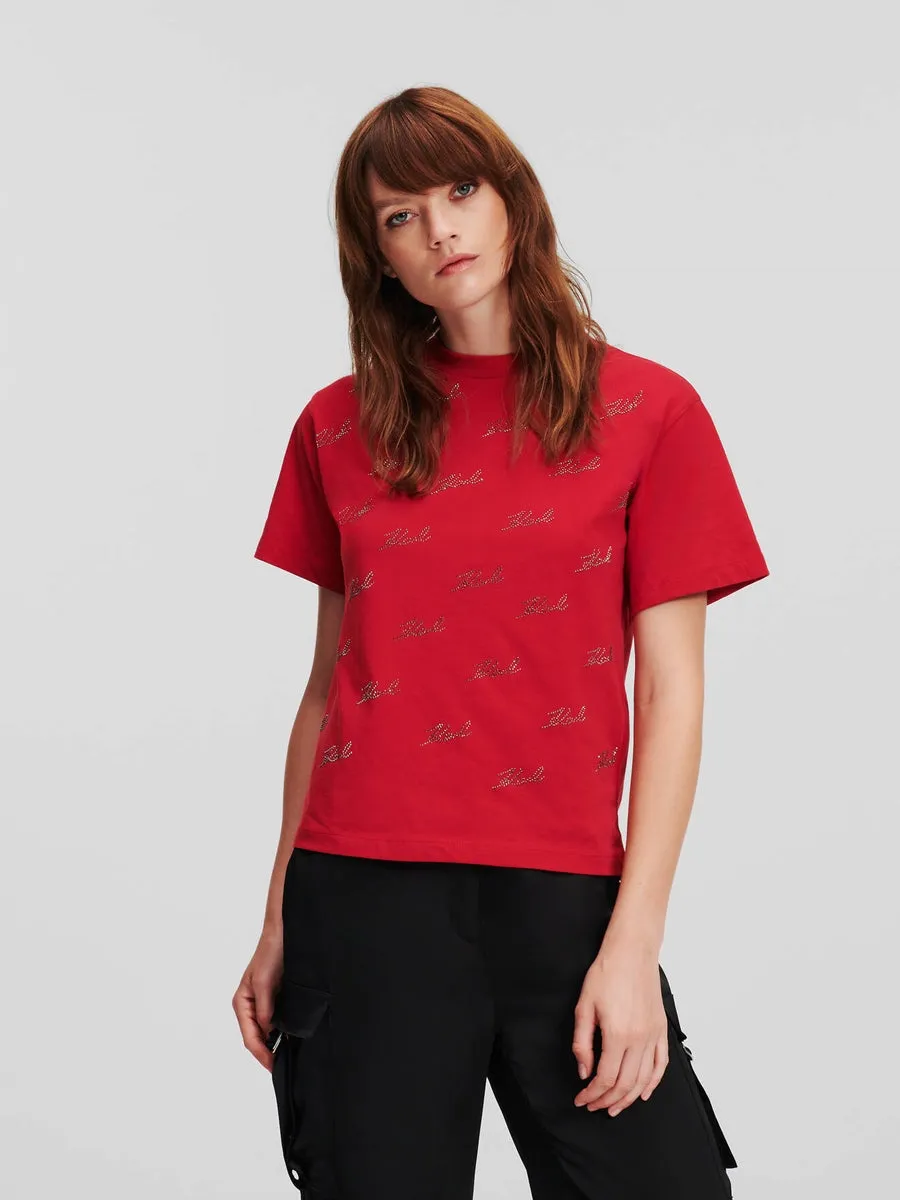 RHINESTONE KARL SIGNATURE T-SHIRT