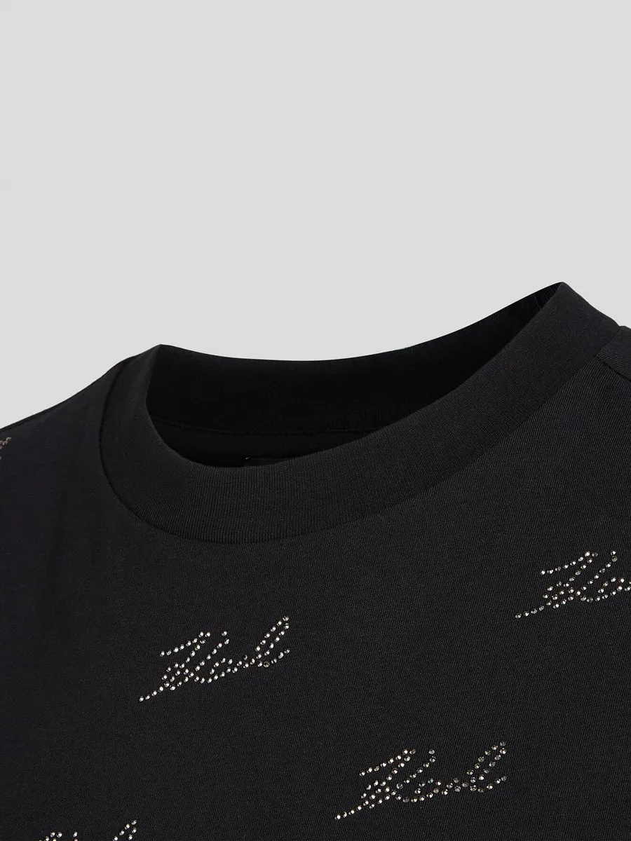 RHINESTONE KARL SIGNATURE T-SHIRT