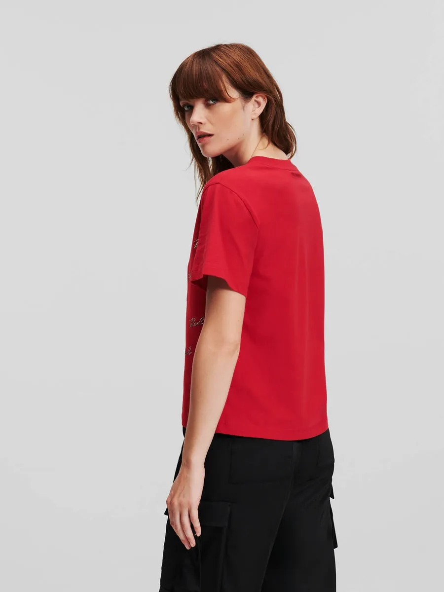 RHINESTONE KARL SIGNATURE T-SHIRT