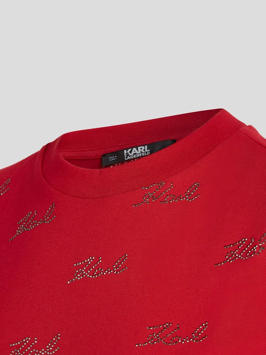 RHINESTONE KARL SIGNATURE T-SHIRT
