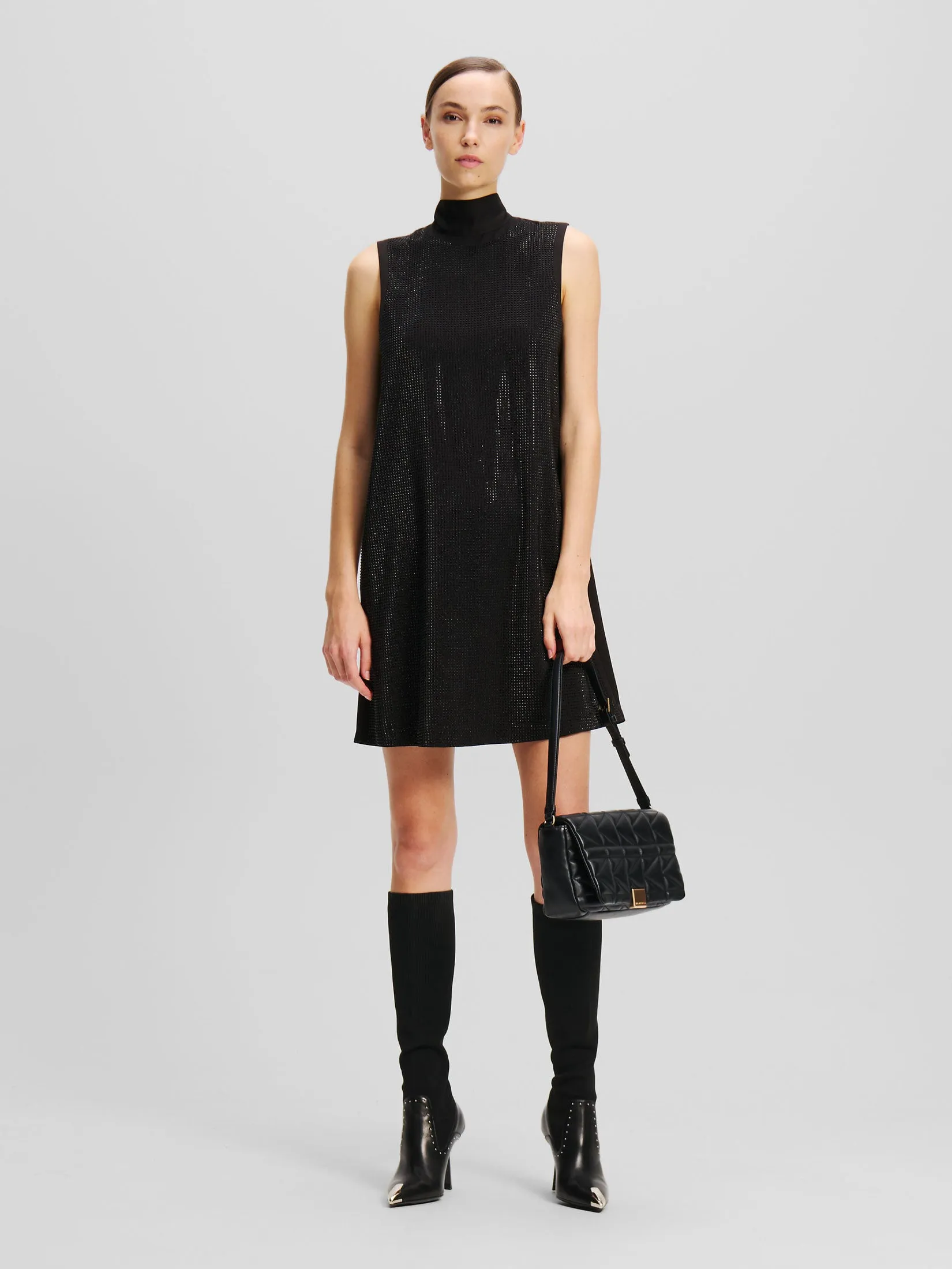 RHINESTONE SHIFT BOW DRESS