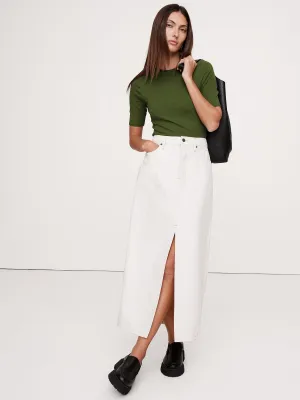 Ribbed Elbow-Sleeve T-Shirt Banana Republic