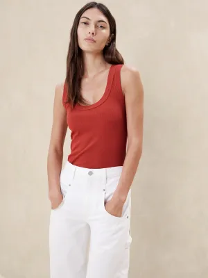 Ribbed Scoop-Neck Tank Banana Republic