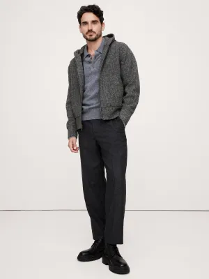 Ribbed Zip Hoodie With Wool Banana Republic