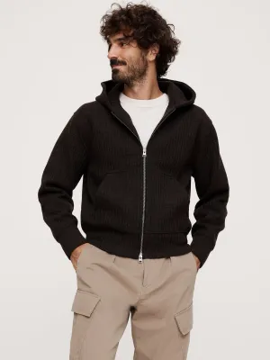 Ribbed Zip Hoodie With Wool Banana Republic