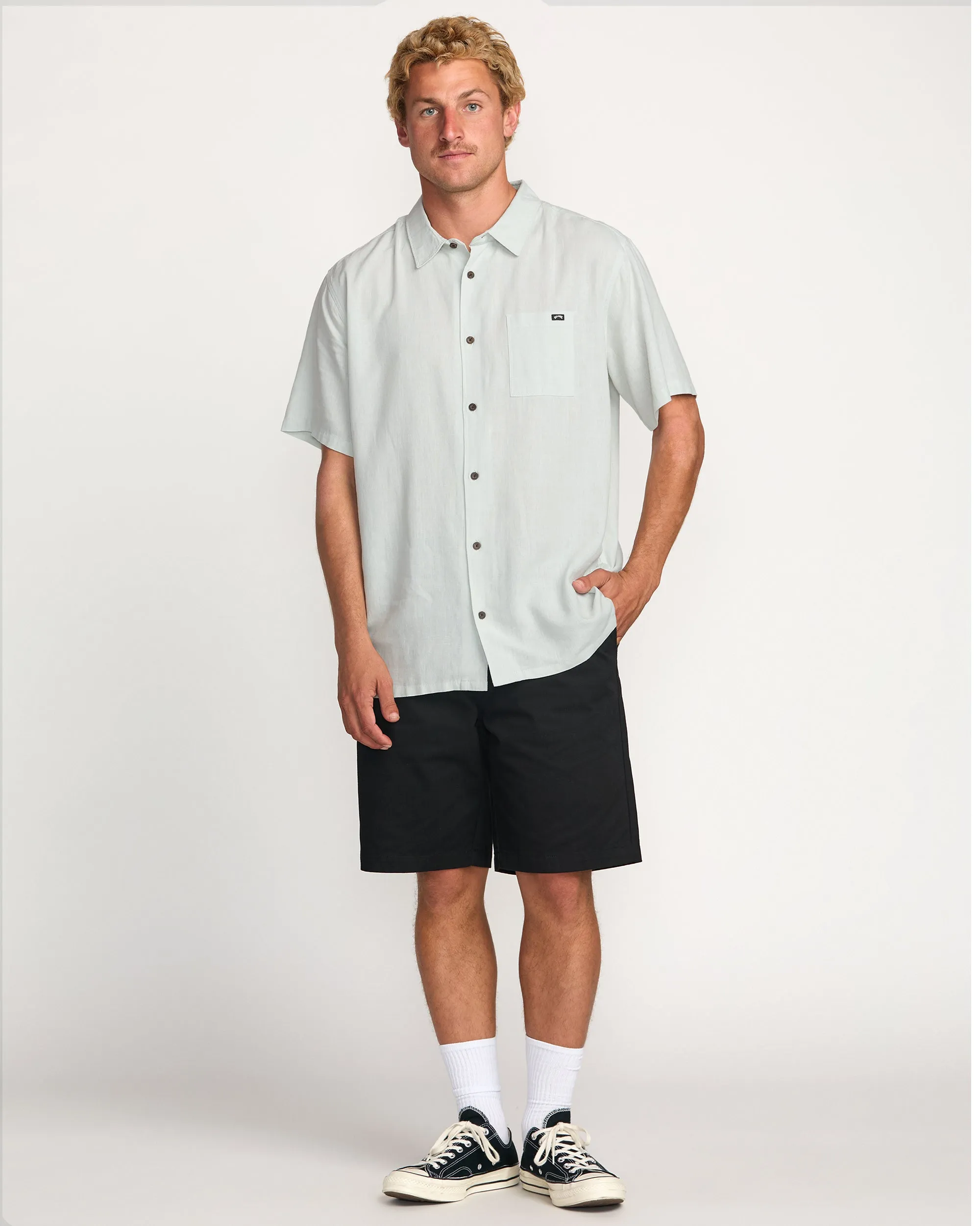 Ricardo Short Sleeve Shirt - Ash Blue Billabong