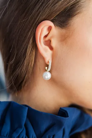 Right On Time Gold Pearl Drop Earrings