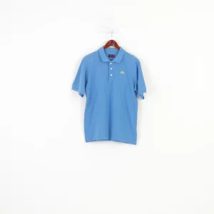 Robe Di Kappa Men M Polo Shirt Cotton Blue Gold Logo Short Sleeve Collar Top