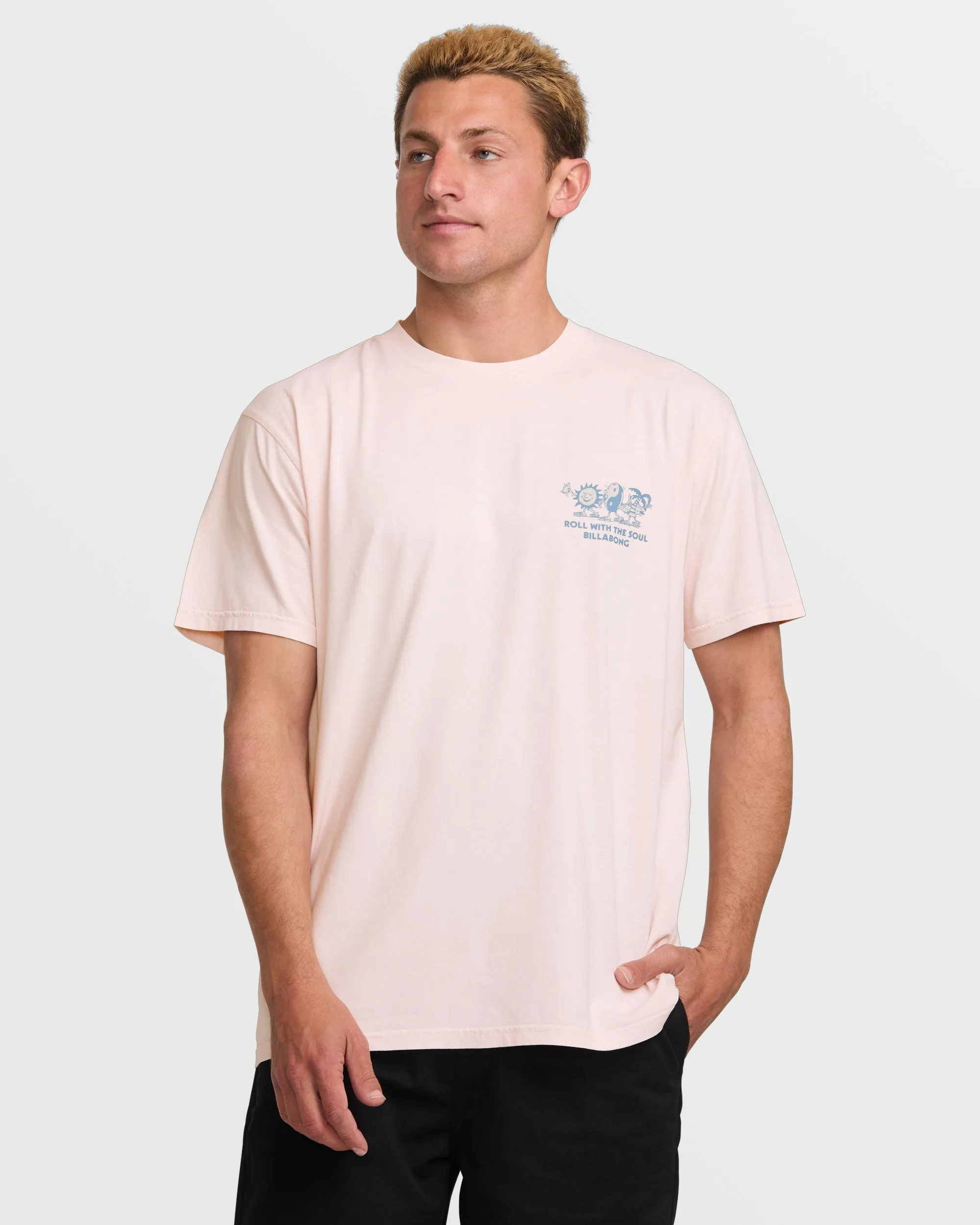 Roll Premium Wave Wash Tee - Light Pink Billabong