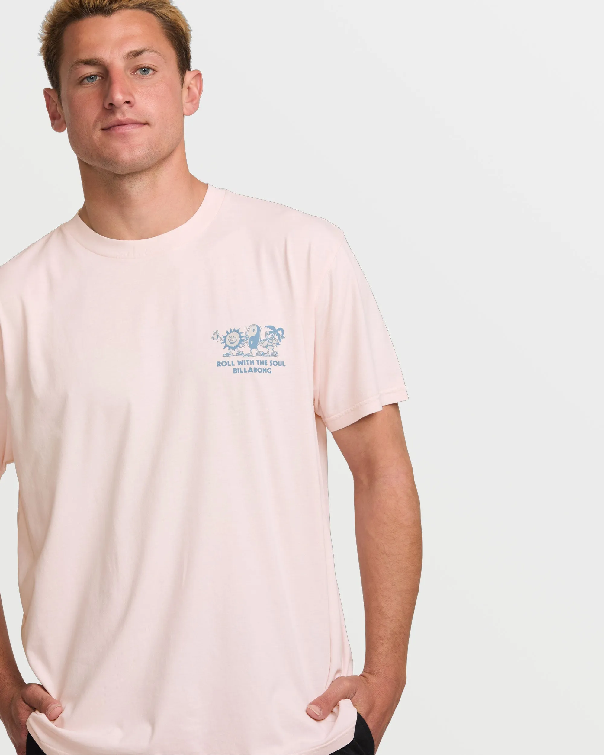 Roll Premium Wave Wash Tee - Light Pink Billabong