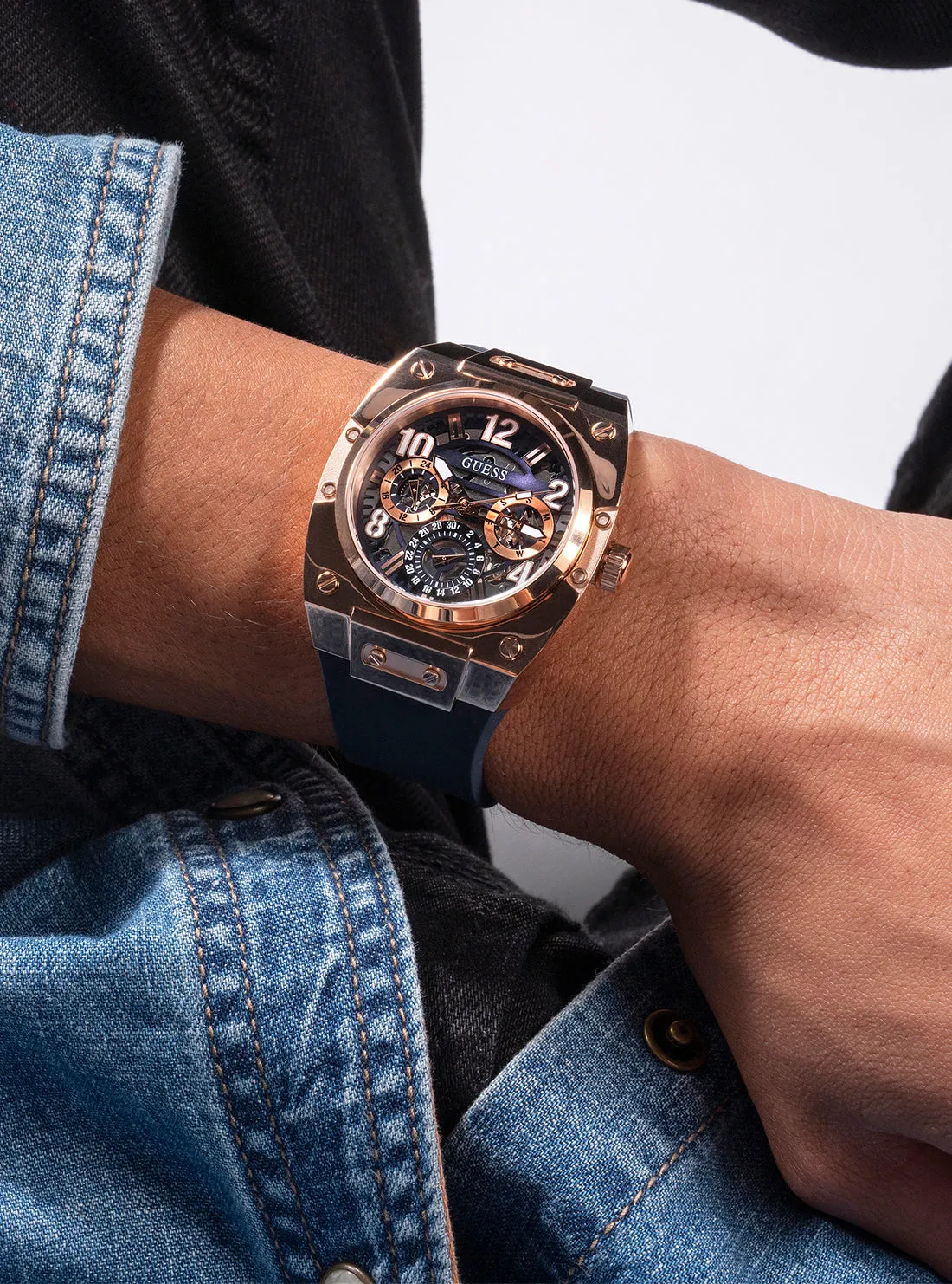 Rose Gold Navy Prodigy Watch Guess