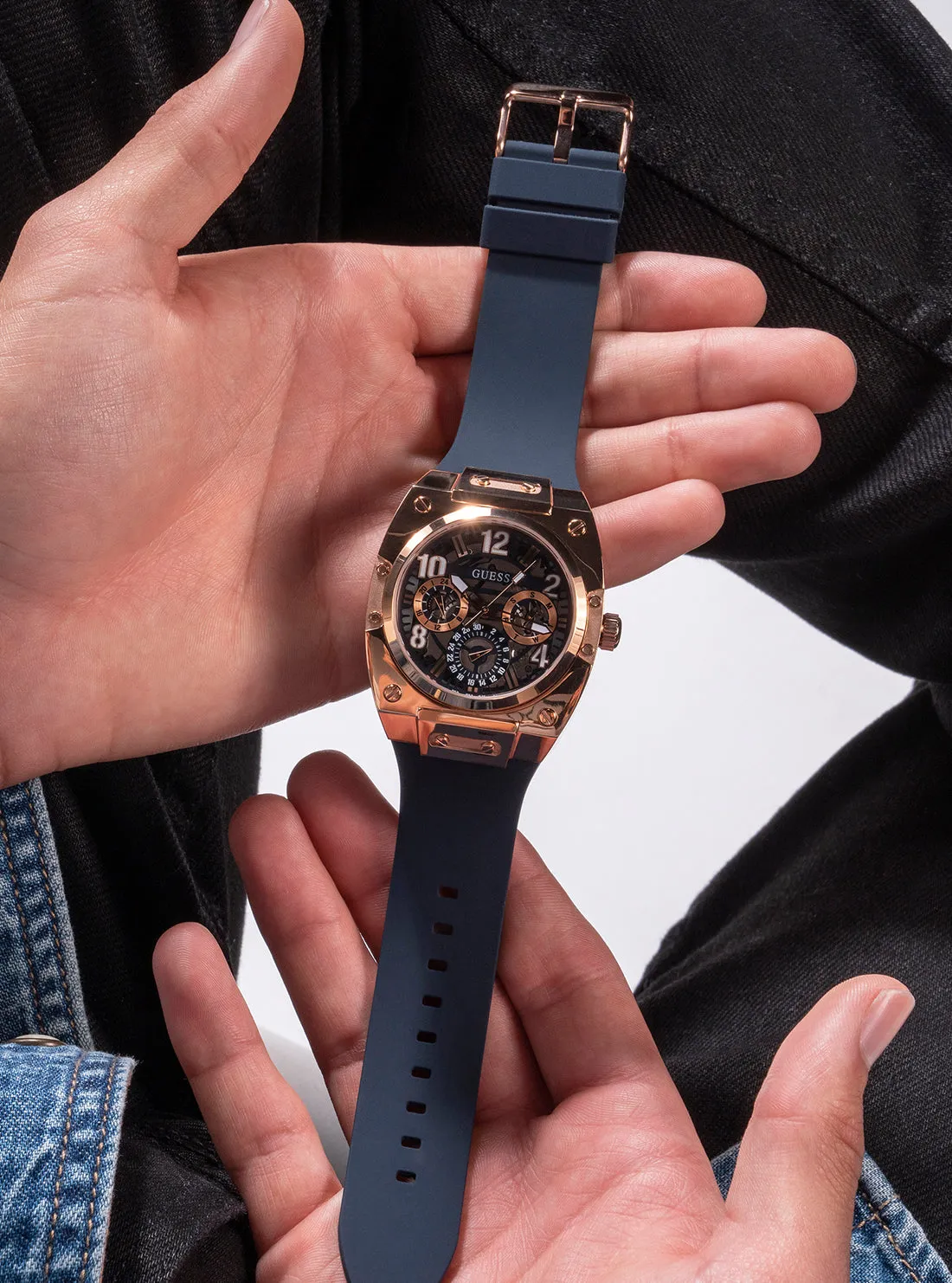 Rose Gold Navy Prodigy Watch Guess