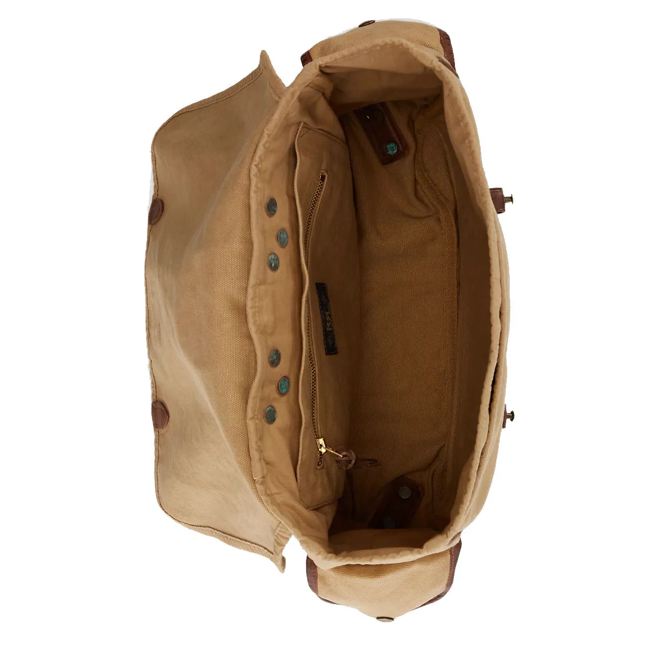 RRL by Ralph Lauren Leather-Trim Canvas Briefcase Khaki/Brown