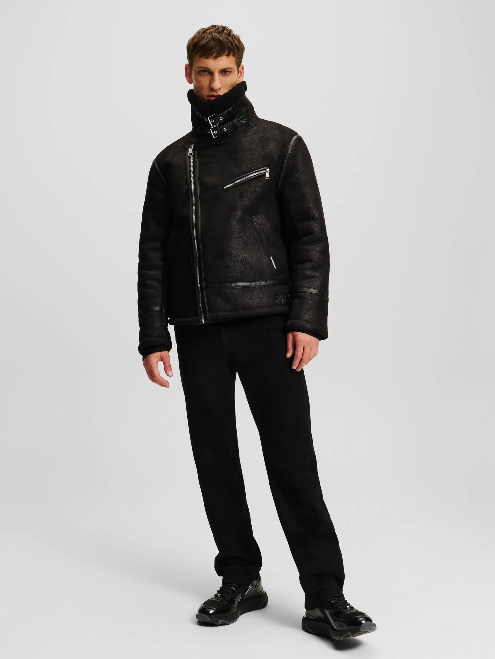 RTW-2 FAUX LEATHER SHEARLING JACKET
