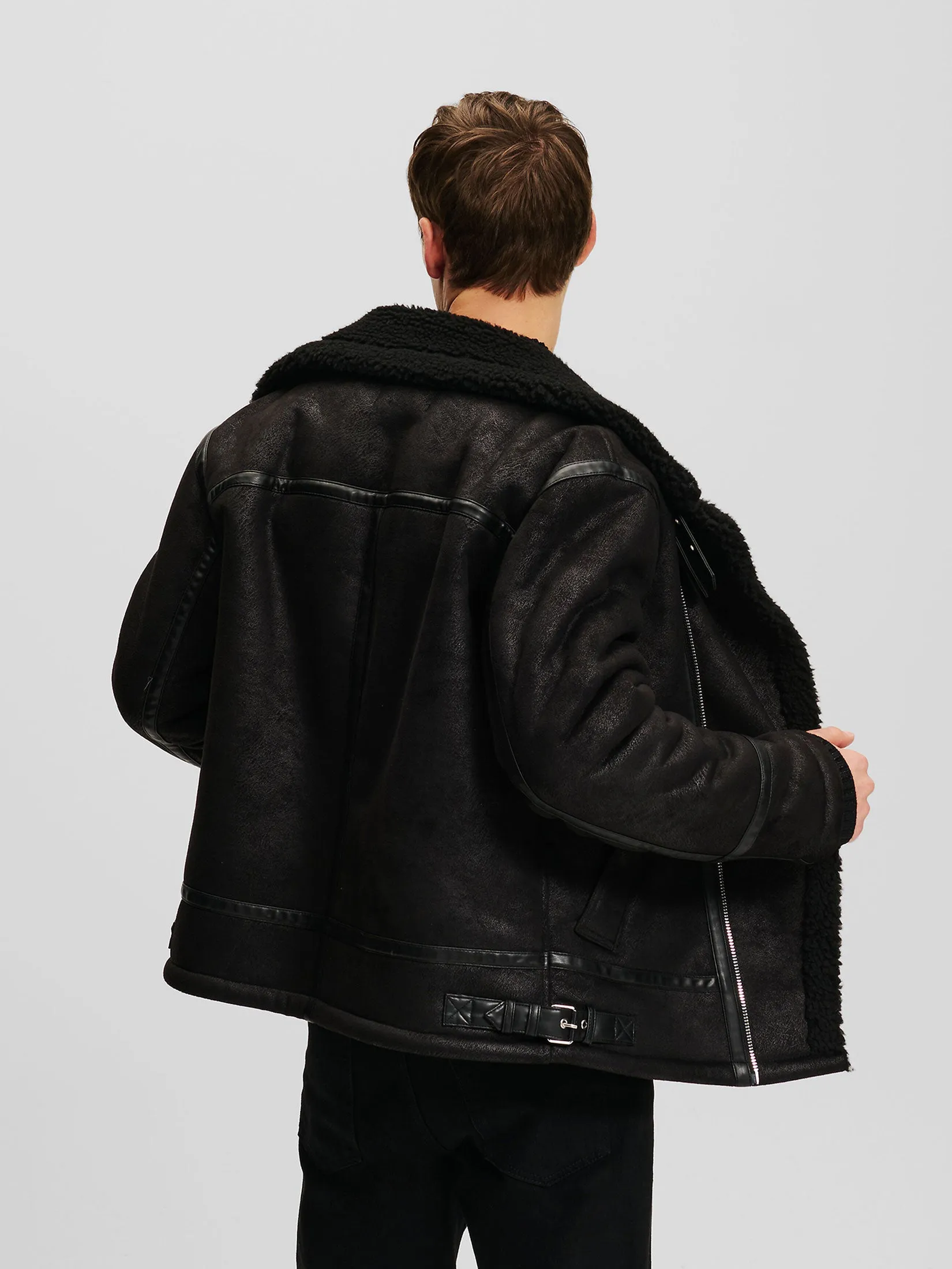 RTW-2 FAUX LEATHER SHEARLING JACKET