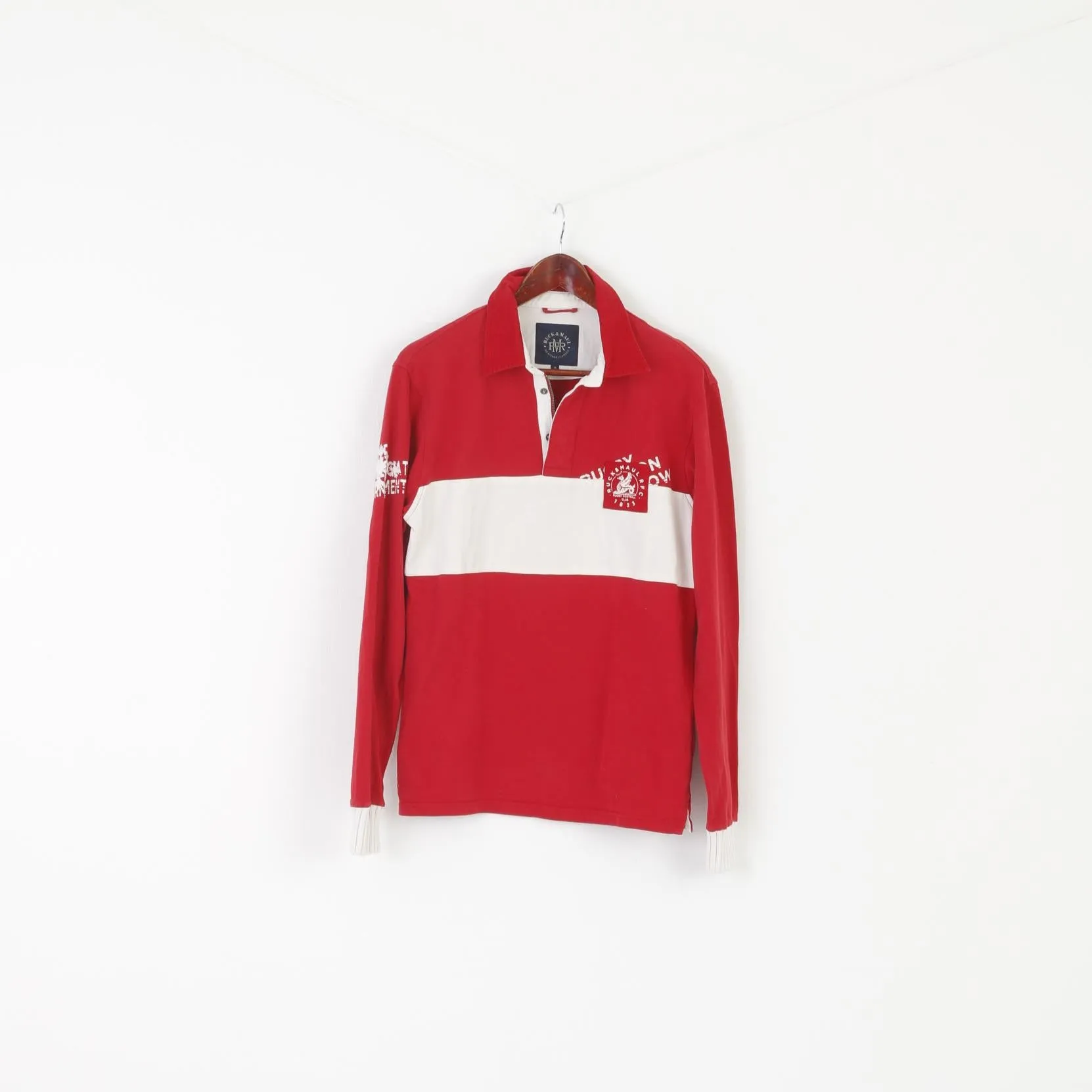 Ruck & Maul Men M Polo Shirt Maroon Cotton Rugby Football Club 1823 Long Sleeve Top