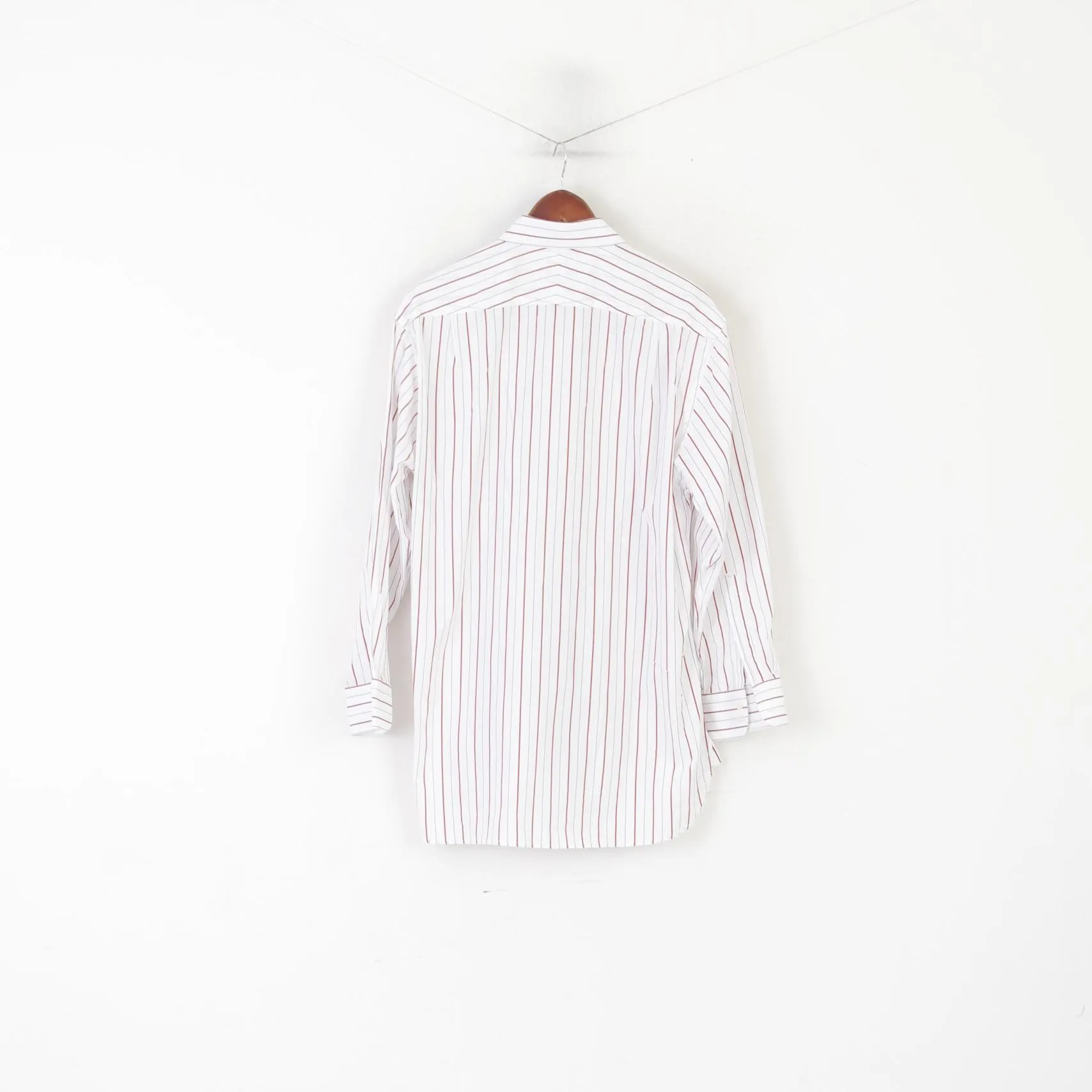 Samuel Windsor Men 16.5 42 XL Casual Shirt White Cotton Striped Long Sleeve Top