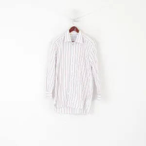 Samuel Windsor Men 16.5 42 XL Casual Shirt White Cotton Striped Long Sleeve Top
