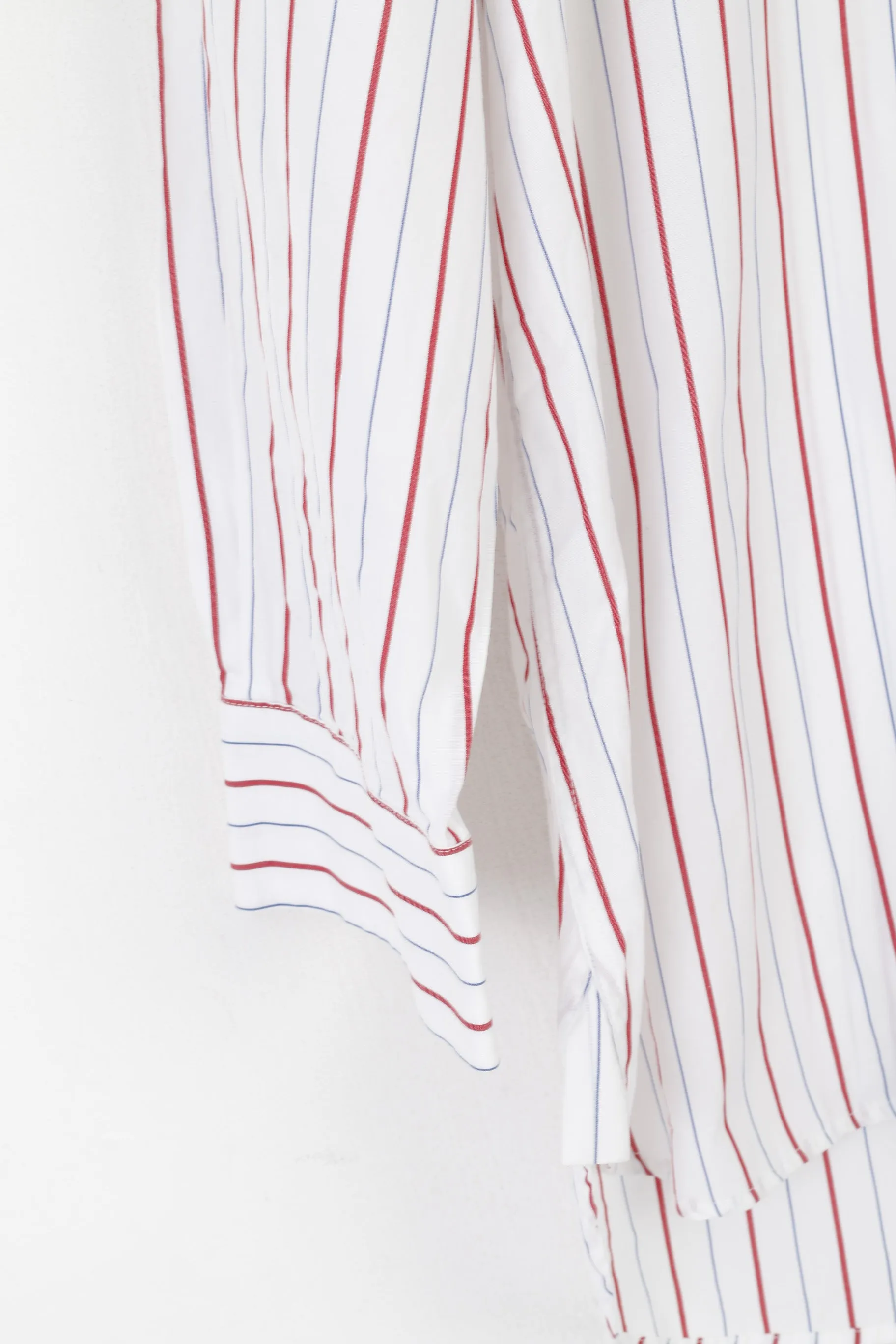 Samuel Windsor Men 16.5 42 XL Casual Shirt White Cotton Striped Long Sleeve Top