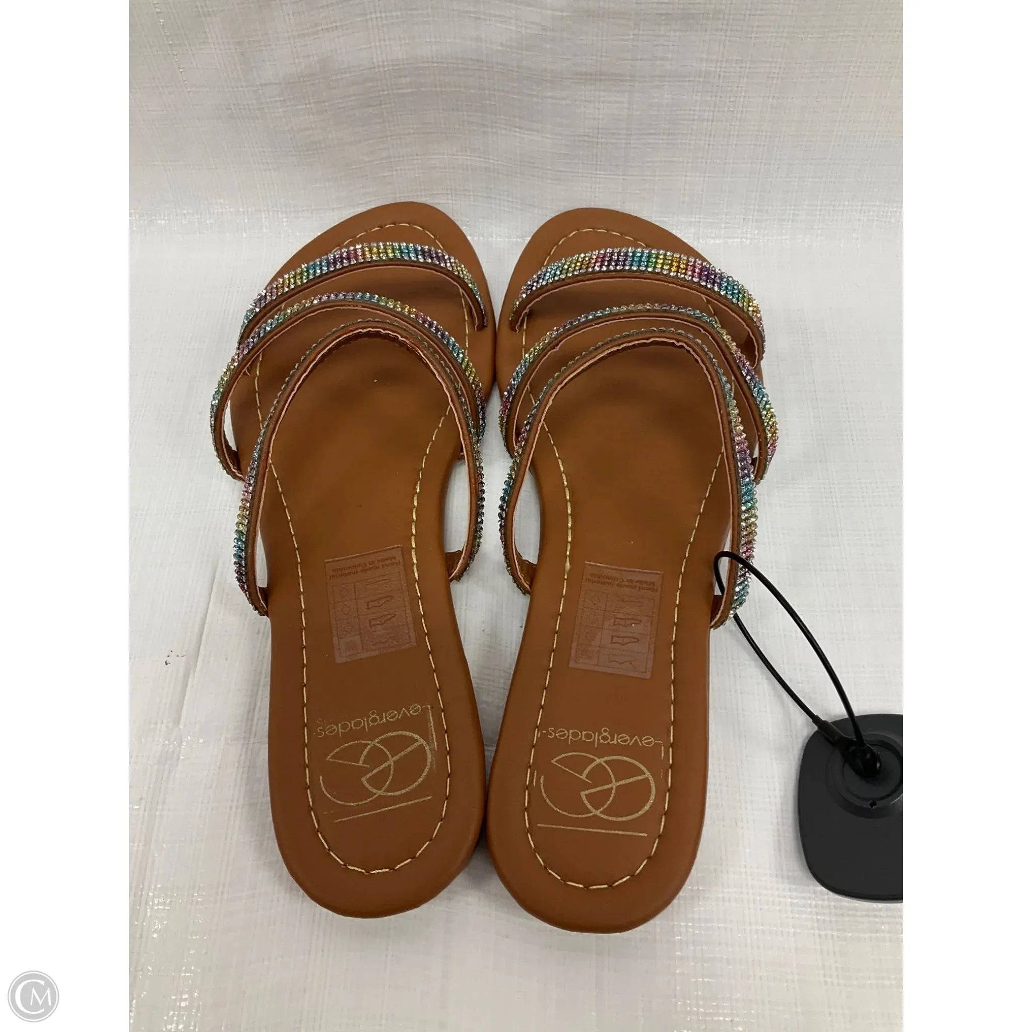 Sandals Flats By Clothes Mentor In Rainbow Print, Size: 9
