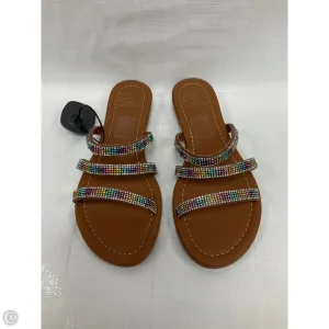 Sandals Flats By Clothes Mentor In Rainbow Print, Size: 9