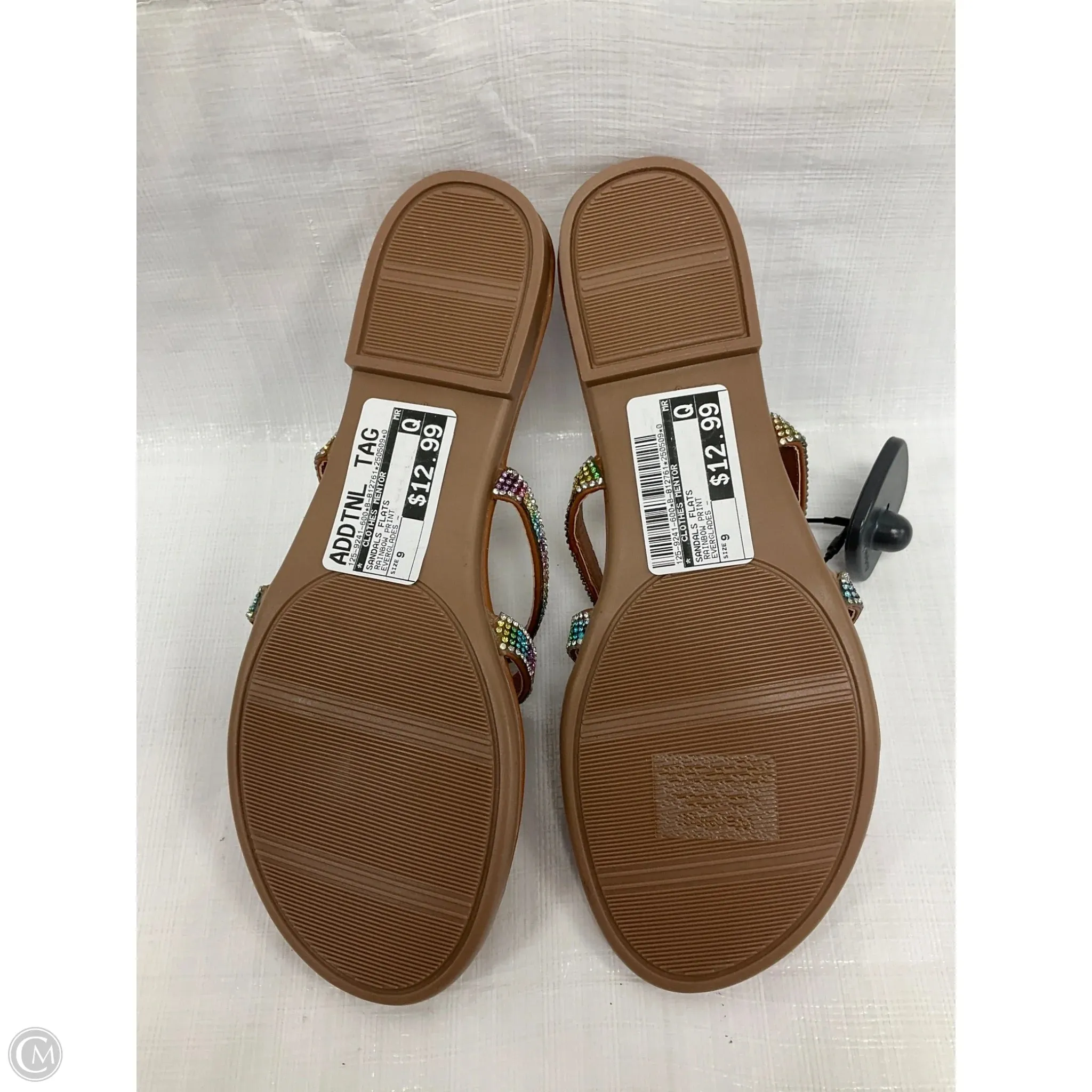 Sandals Flats By Clothes Mentor In Rainbow Print, Size: 9
