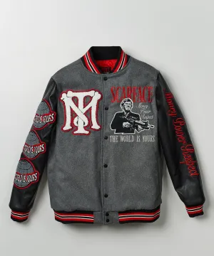 Scarface the World Varsity Jacket - Black and Grey
