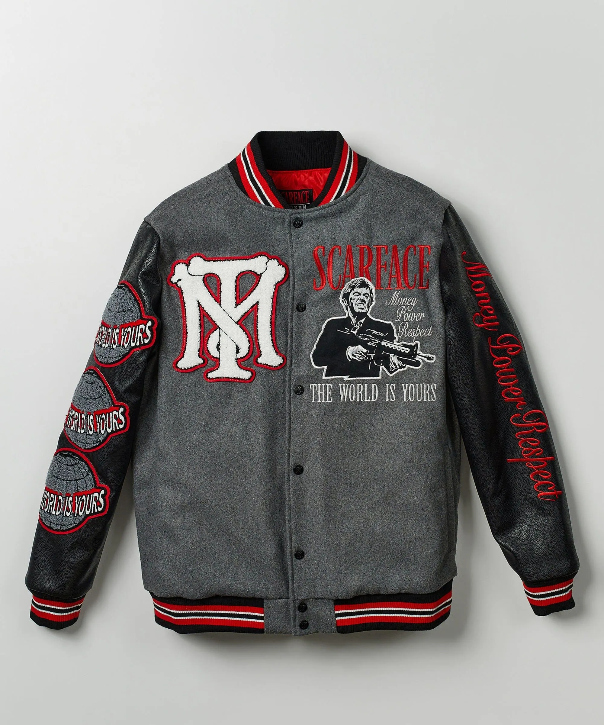 Scarface the World Varsity Jacket - Black and Grey