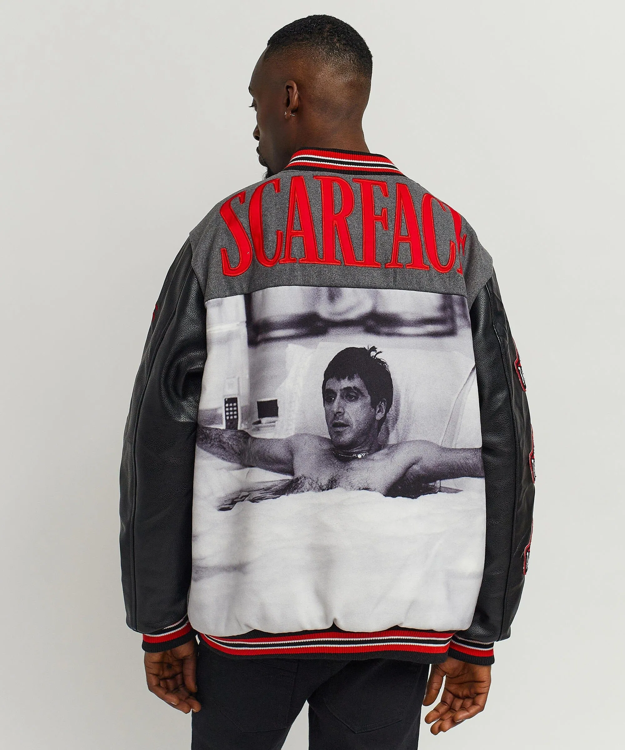 Scarface the World Varsity Jacket - Black and Grey