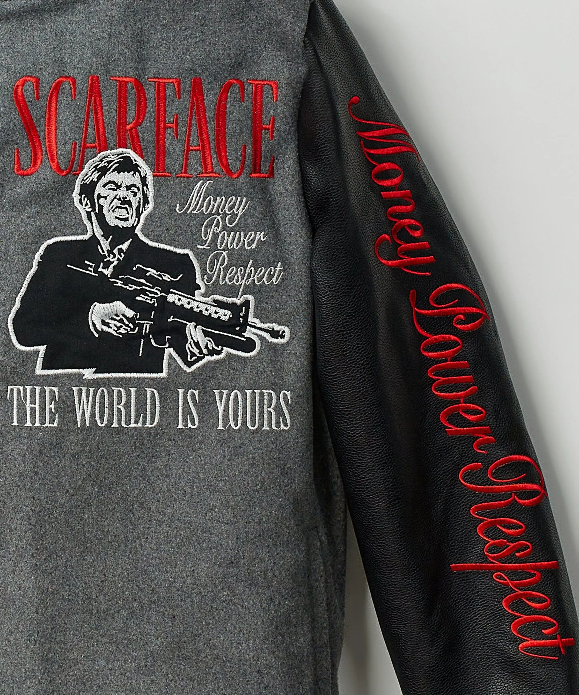 Scarface the World Varsity Jacket - Black and Grey