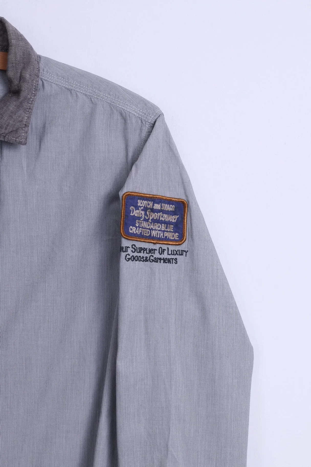 Scotch & Soda Mens L Casual Shirt Grey Cotton Daily Sportswear Light Long Sleeve