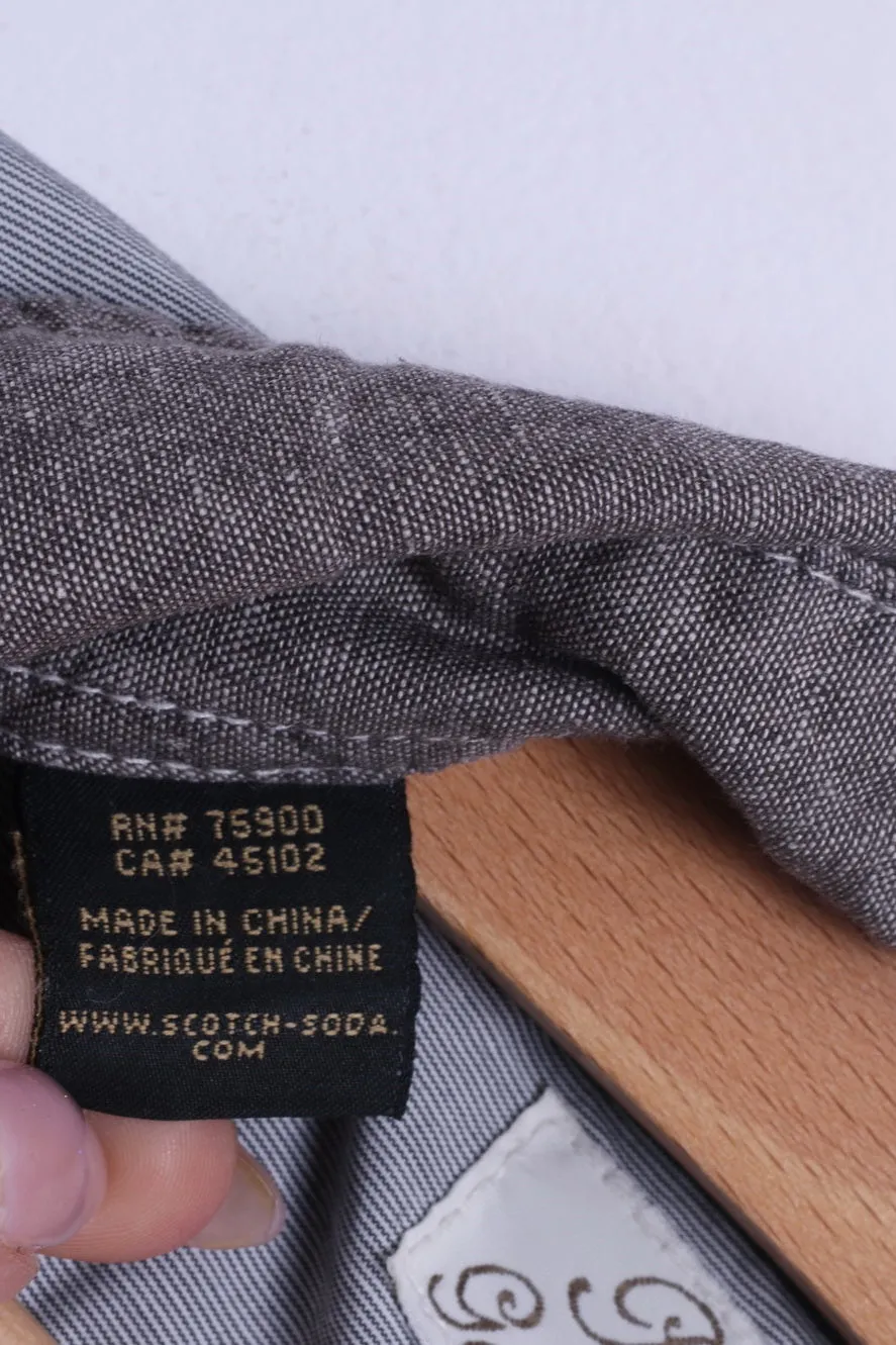 Scotch & Soda Mens L Casual Shirt Grey Cotton Daily Sportswear Light Long Sleeve