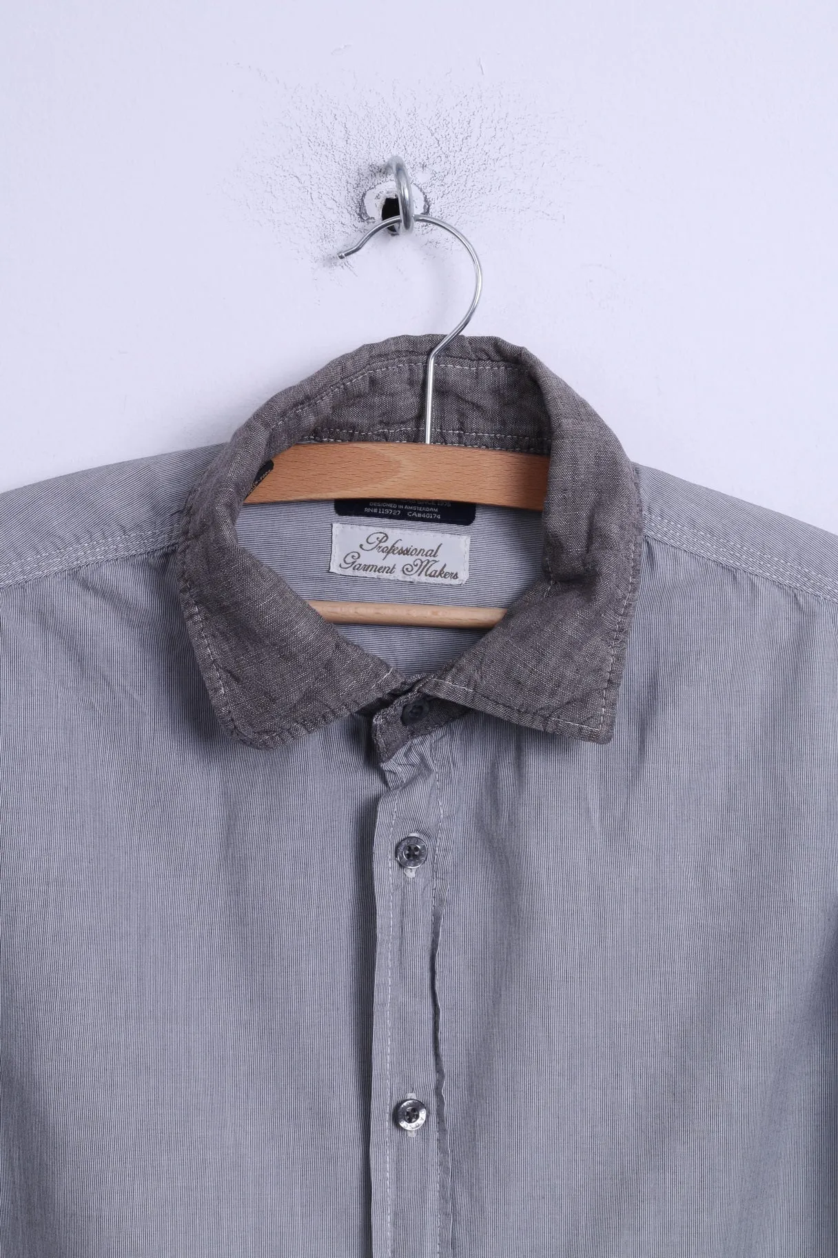 Scotch & Soda Mens L Casual Shirt Grey Cotton Daily Sportswear Light Long Sleeve