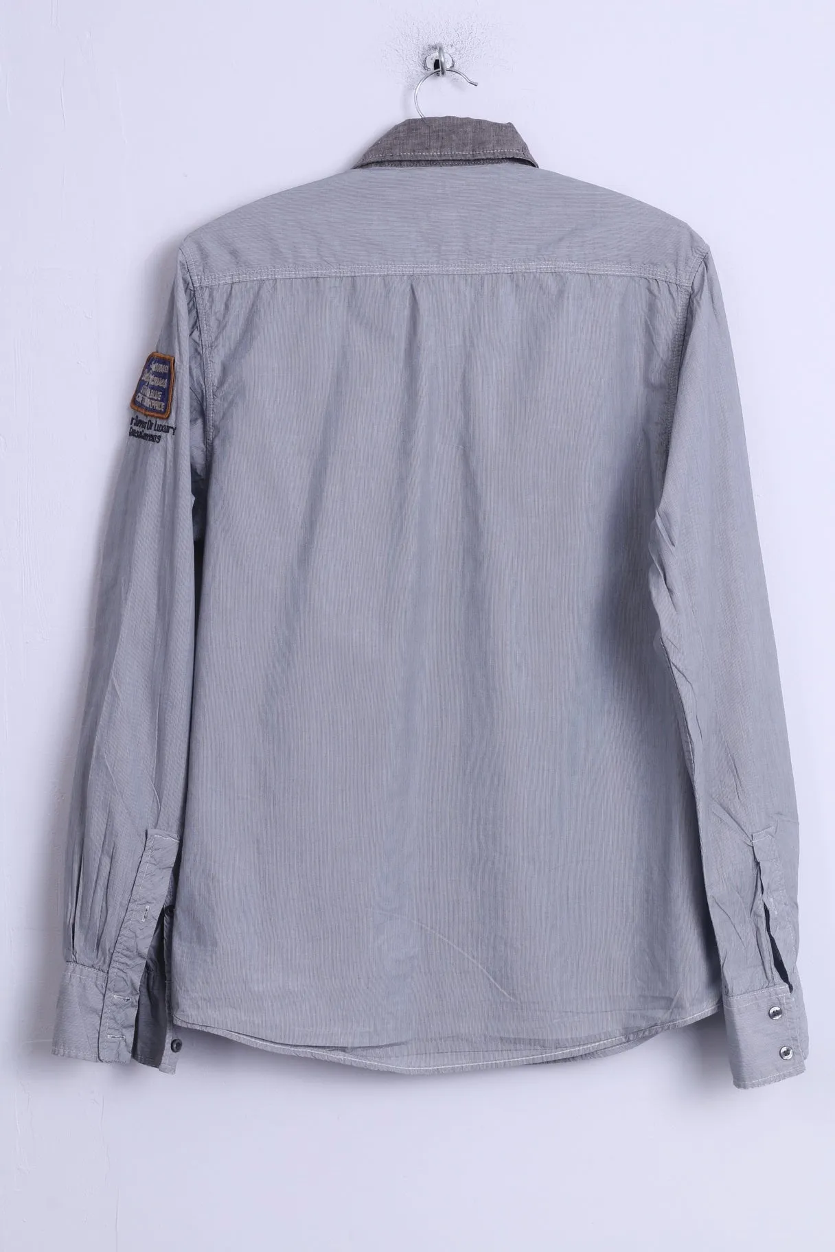 Scotch & Soda Mens L Casual Shirt Grey Cotton Daily Sportswear Light Long Sleeve