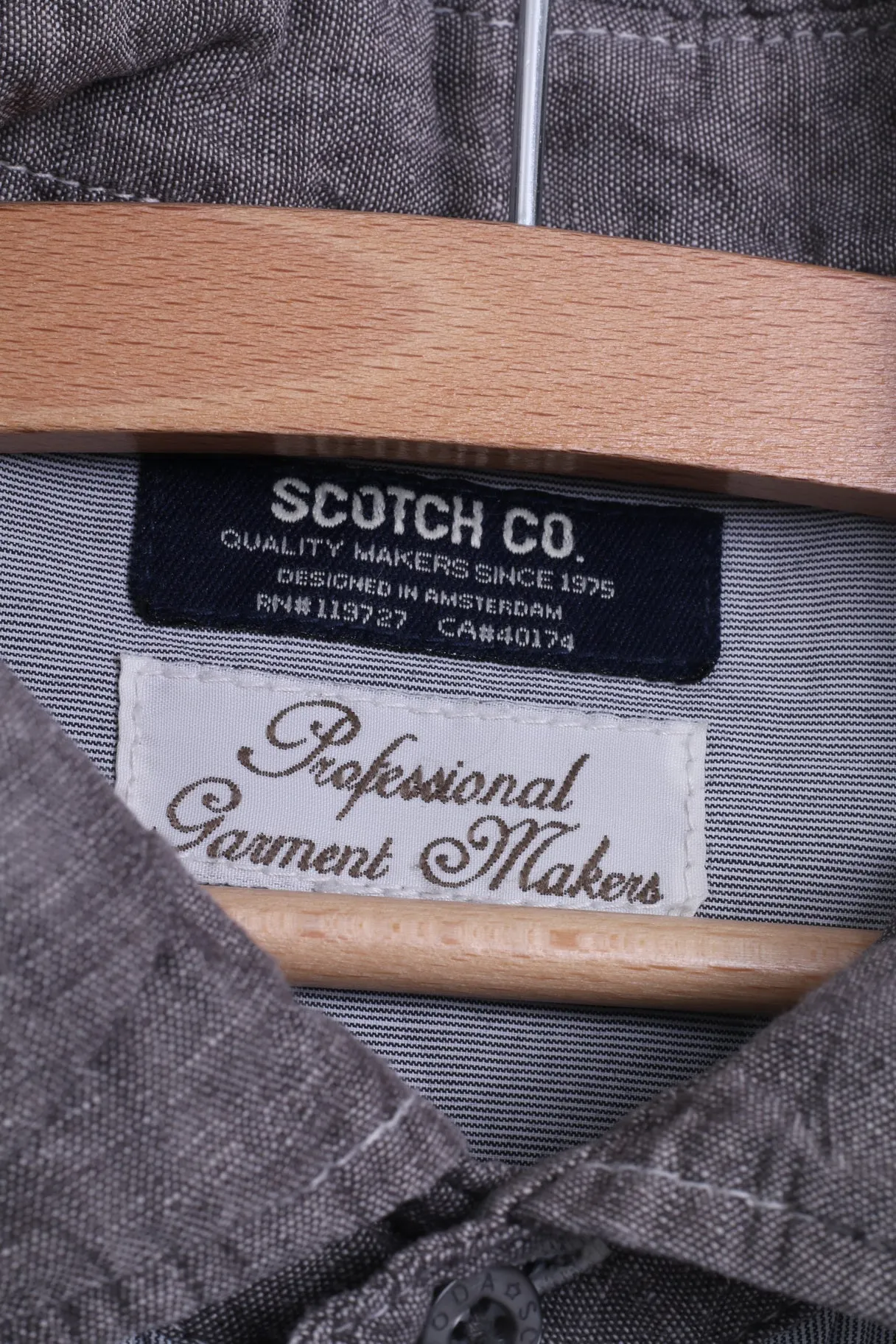Scotch & Soda Mens L Casual Shirt Grey Cotton Daily Sportswear Light Long Sleeve