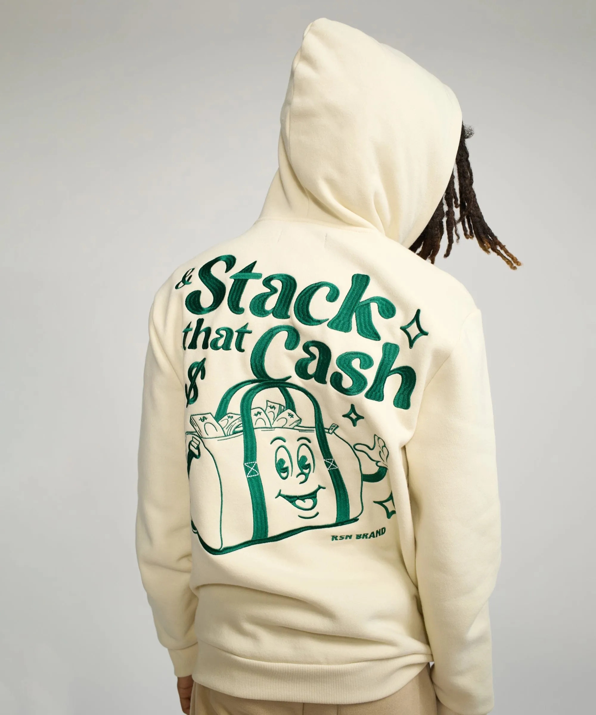 Secure the Bag Heavy Weight Embroidered Hoodie - Bone