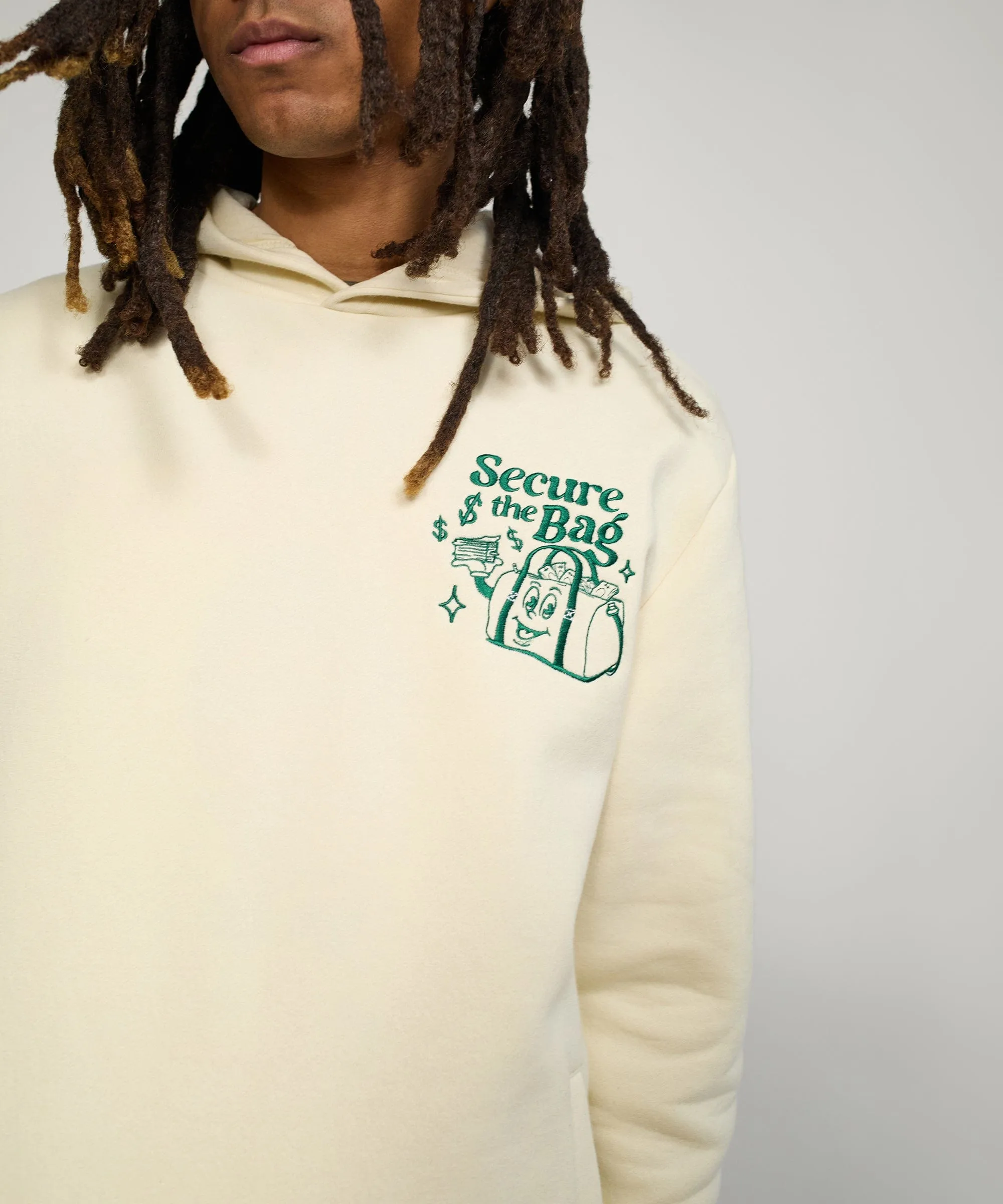 Secure the Bag Heavy Weight Embroidered Hoodie - Bone