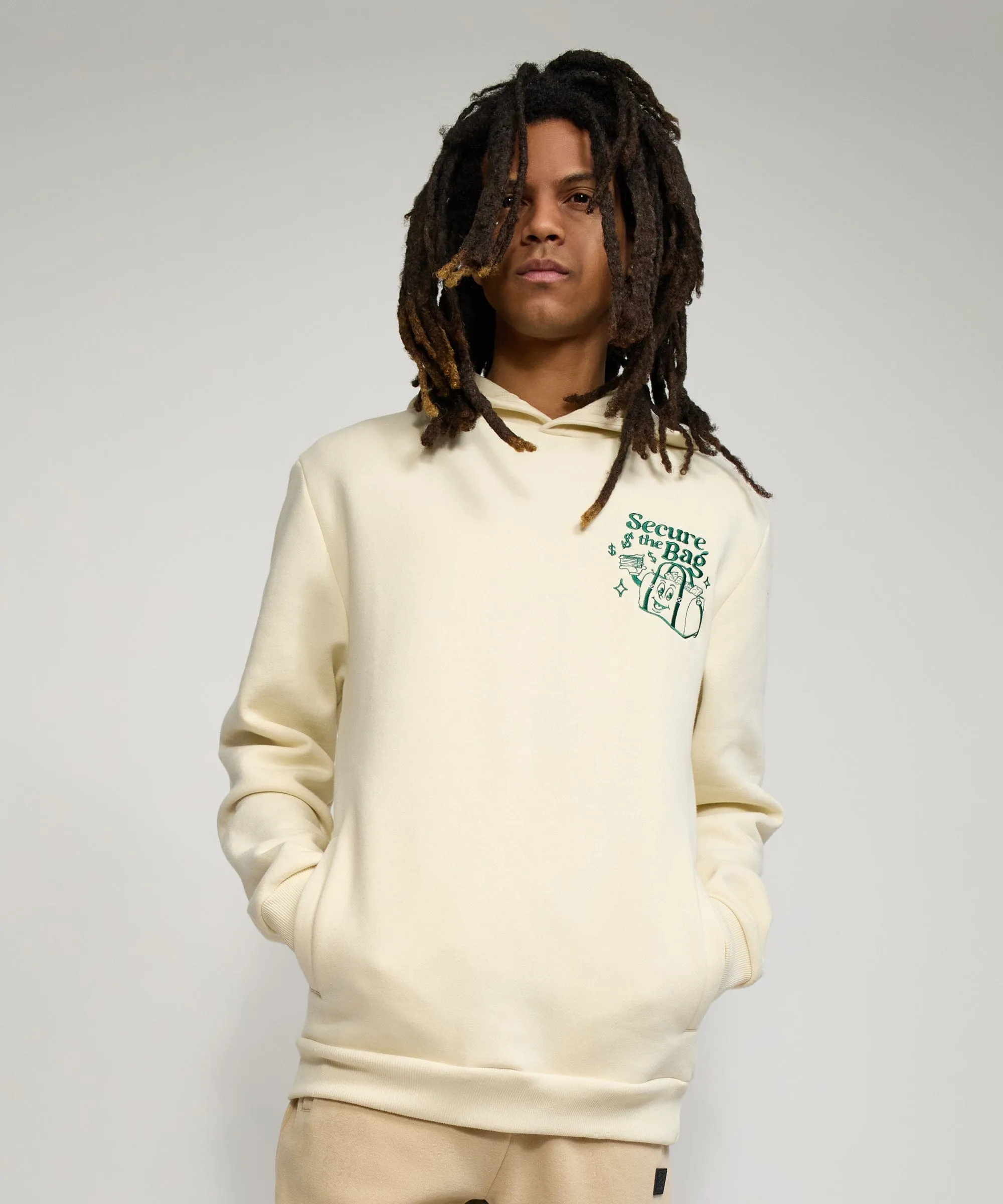 Secure the Bag Heavy Weight Embroidered Hoodie - Bone