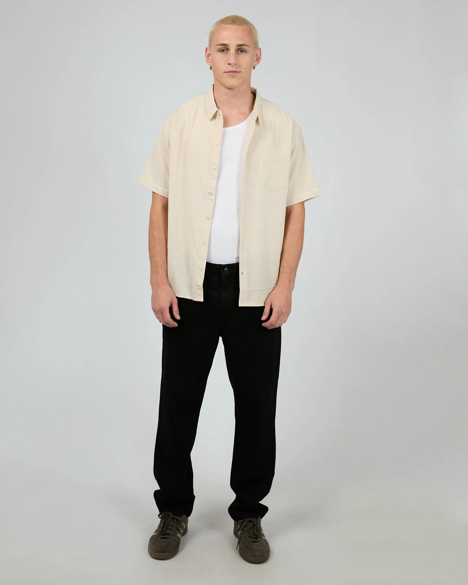 Seersucker Ss Shirt Chalk