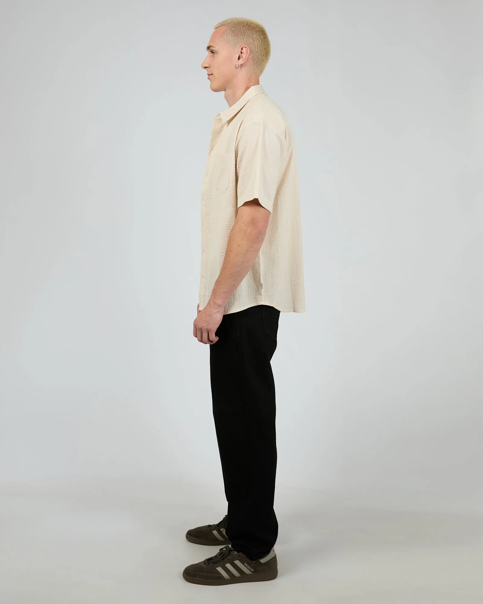 Seersucker Ss Shirt Chalk