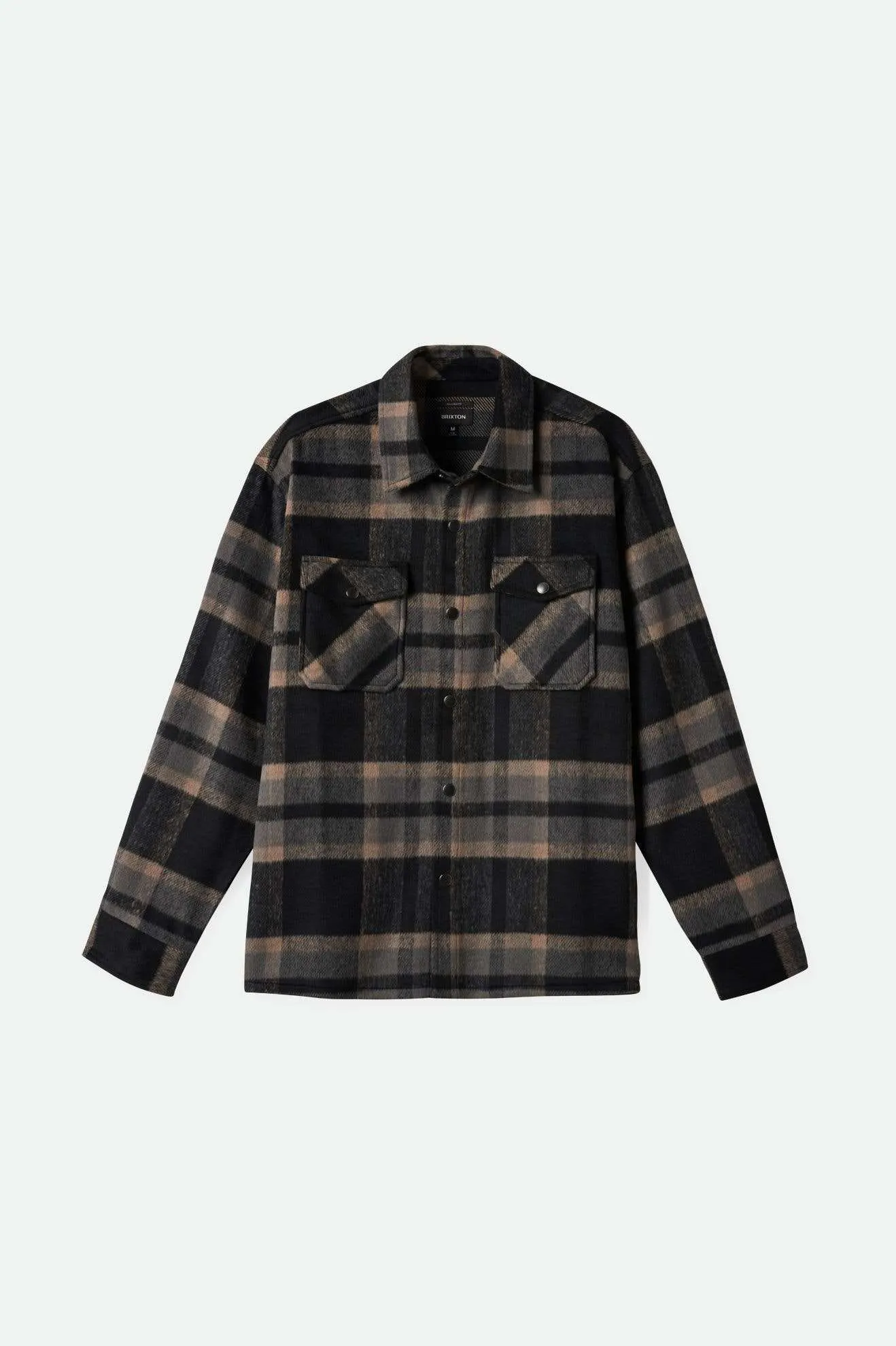 Selden Soft Brushed L/S Flannel Overshirt - Black/Charcoal Brixton